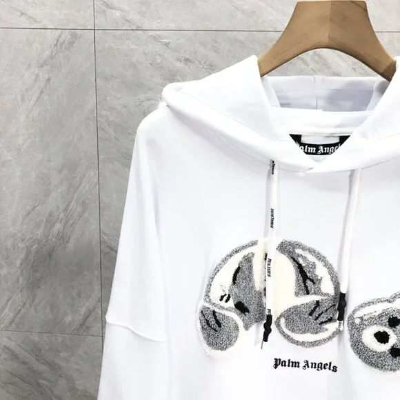 NWT Palm Angels White Decapitation Bear Skull Hoodie White